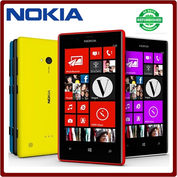 Certified Refurbished Nokia Lumia 720 Windows 8 Dual core 6.7MP ROM 8 GB 4.3 &quot; 3G  smartphone