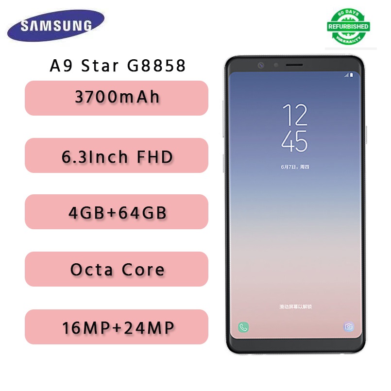 Refurbished Samsung Galaxy A9 Star 6.3inch  3700mAh  4GB+64GB Dual SIM Android Mobile Phone