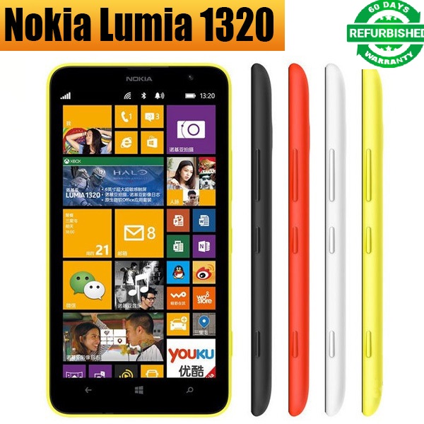 Refurbished smartphone Nokia Lumia 1320 Dual Core 1G RAM 8GB 5MP Camera 6.0 inches WIFI GPS 4G