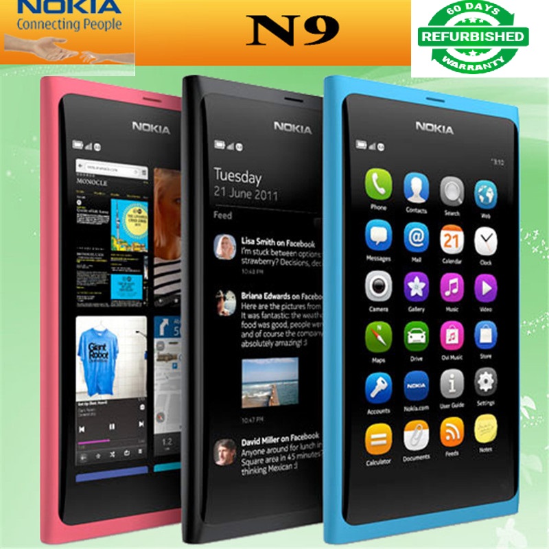 Refurbished Nokia N9 8MP Windows  OS 1GB RAM 16GB ROM Wi-Fi FM radio Touchscreen cell phone