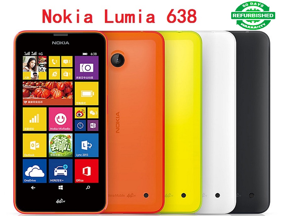 Refurbished Nokia Lumia 638 Unlocked 4G Quad Core 4.5&quot; 5MP 1GB +8G  1830 mah Windows Smartphone