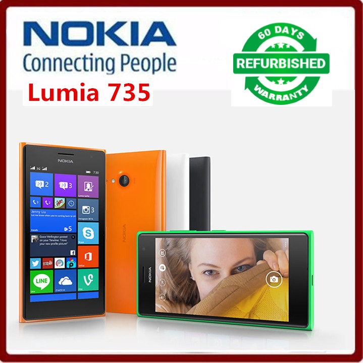 Refurbished Nokia Lumia 735 Unlocked 4G Quad Core 4.7&quot; 6.7MP 1GB RAM Windows Smartphone