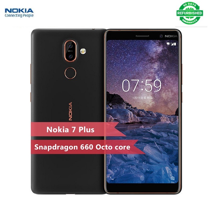Refurbished Nokia 7 Plus Smartphone 6.0&apos;&apos; 6+64GB 13MP+16MP Mobile Phone 3800mAh 4G NFC Cellphone