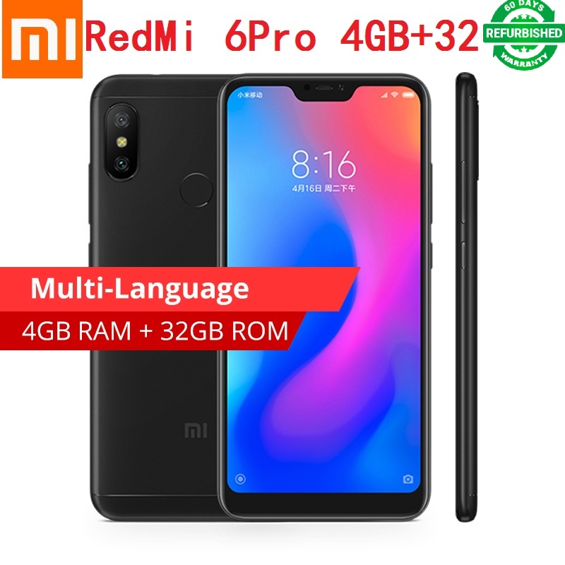 Refurbished  Xiaomi Redmi note 6 Pro 6.26 inch 4G+64G  20MP+12MP Dual Camera  4G smartphone
