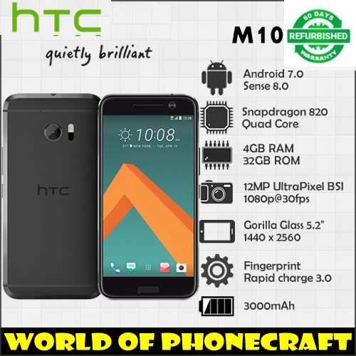 Refurbished HTC M10 Mobile phone RAM 4GB ROM 32GB 5.2 inch 12MP Camera 4G LTE Cellphone