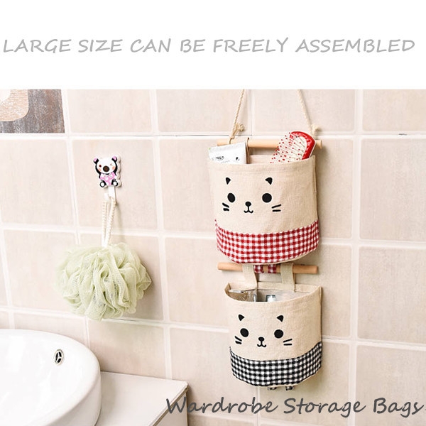 Cotton Linen Hanging Wall Storage Bags Wardrobe Storage Bag