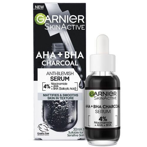 【Discounted】Garnier Pure Active AHA BHA Charcoal Anti-Imperfection Serum 30Ml .