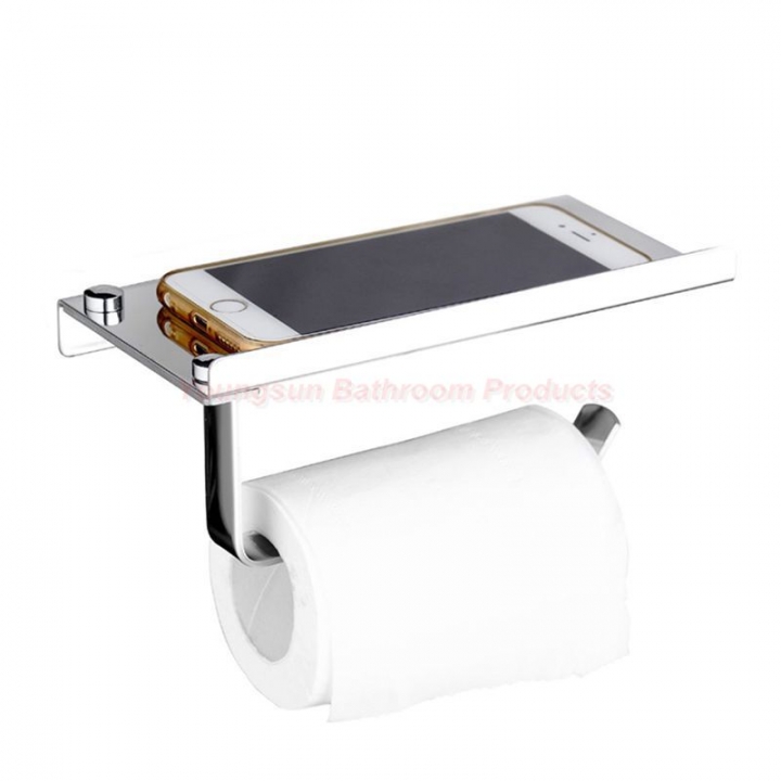 Multi-functional 304 Stainless Steel Toilet Paper Holder with Mobile Phone Shelf