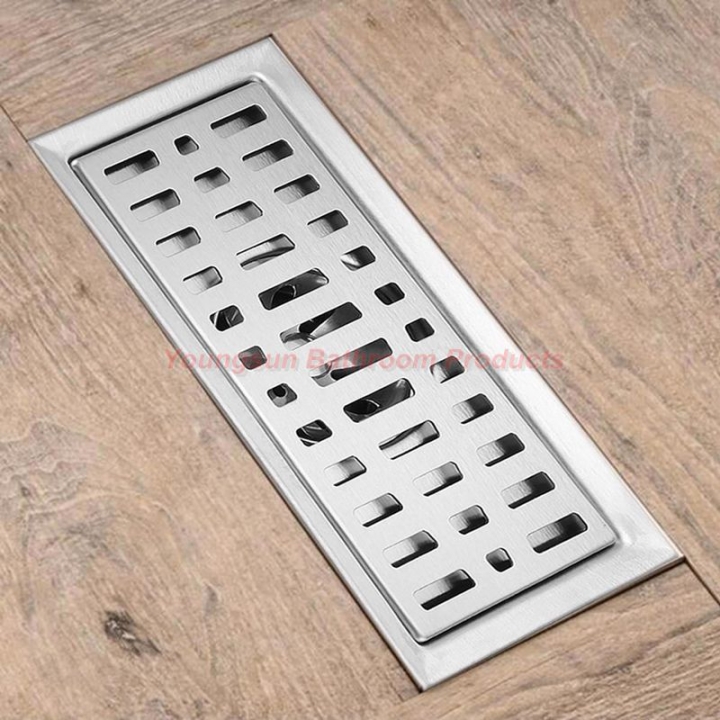 20 x 10cm Stainless Steel Anti-smell Rectangle Long Shower Floor Drain
