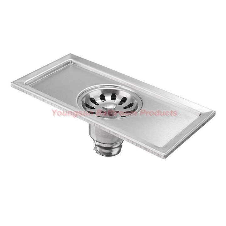 20 x 10cm Stainless Steel Anti-smell Rectangle Long Shower Floor Drain