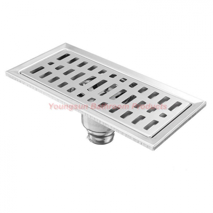 20 x 10cm Stainless Steel Anti-smell Rectangle Long Shower Floor Drain