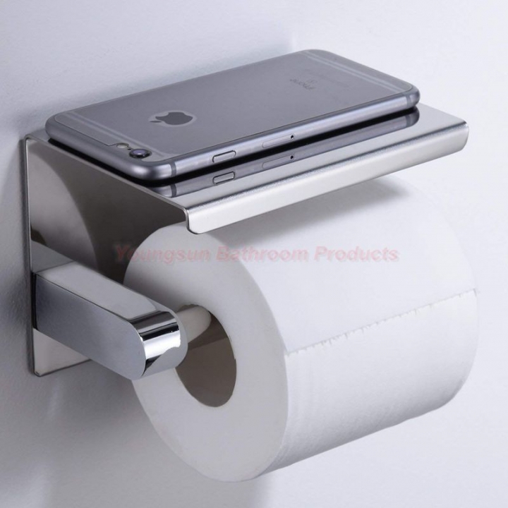 Luxury High Quality 304 Stainless Steel Toilet Paper Dispenser with Cell Phone Shelf
