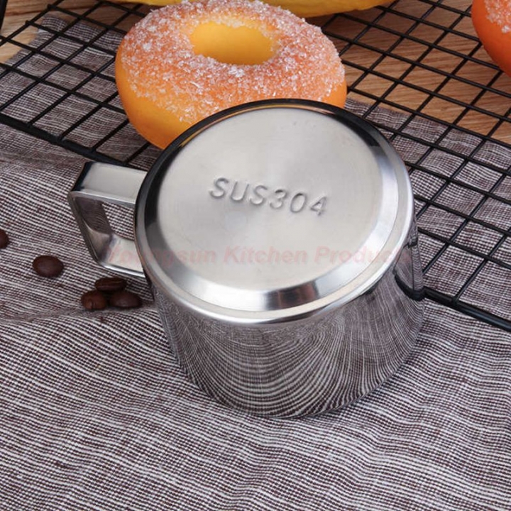 304 Stainless Steel Double Wall Heat Insulated Coffee Cup Set Includes Spoon and Saucer Coffee Mug