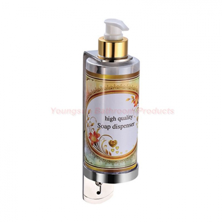 European Style 300ml Single Manual Plastic Bottle Liquid Soap Dispenser with Stainless Steel Bracket