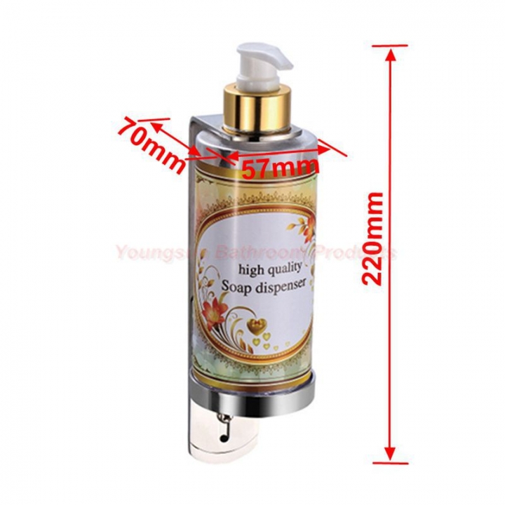 European Style 300ml Single Manual Plastic Bottle Liquid Soap Dispenser with Stainless Steel Bracket