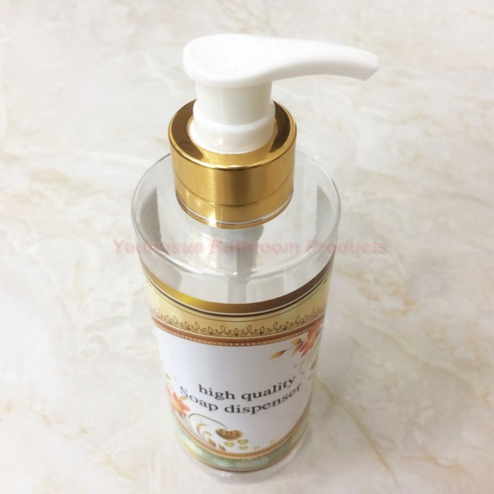 European Style 300ml Single Manual Plastic Bottle Liquid Soap Dispenser with Stainless Steel Bracket