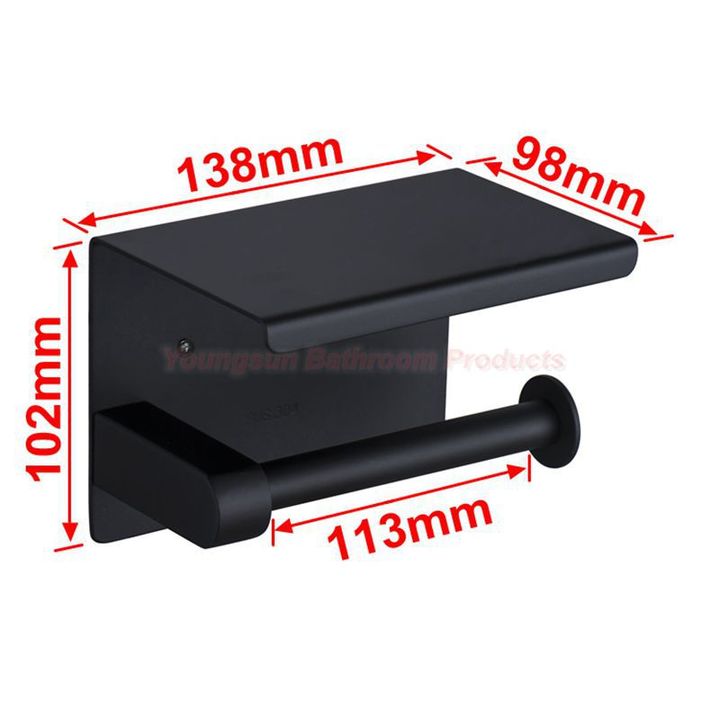 304 Stainless Steel Toilet Tissue Dispenser Toilet Paper Holder with Mobile Phone Shelf