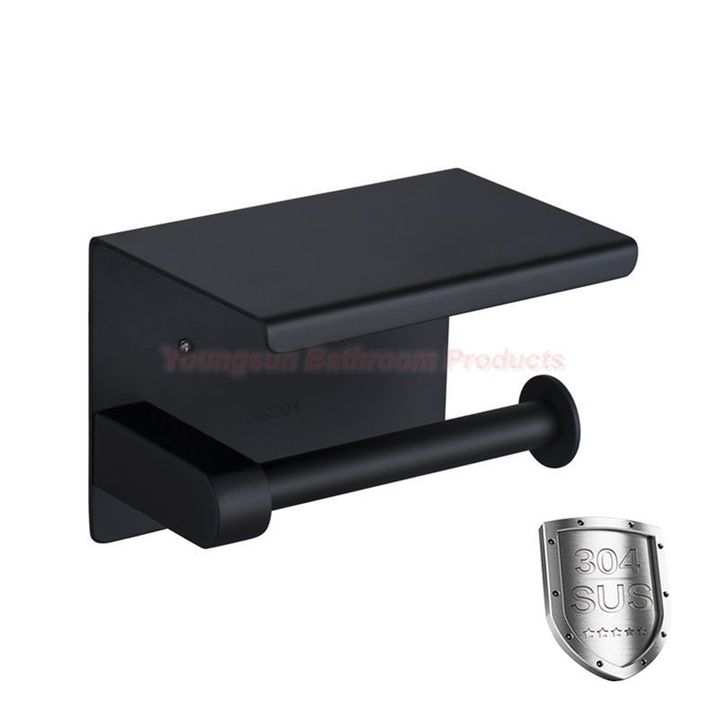 304 Stainless Steel Toilet Tissue Dispenser Toilet Paper Holder with Mobile Phone Shelf