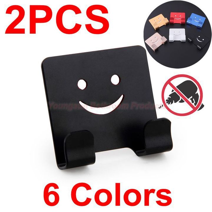 Colorful Aluminum Adhesive NO Drilling Smile Clothes Hook Robe Hook Coat Hook Door Hook Wall Hook