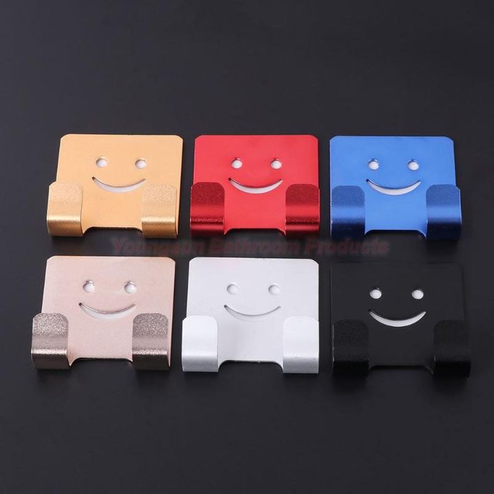 Colorful Aluminum Adhesive NO Drilling Smile Clothes Hook Robe Hook Coat Hook Door Hook Wall Hook