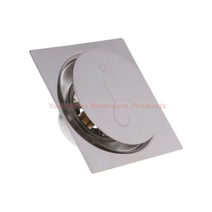 100 x 100mm 4 by 4 inches Stainless Steel Bathroom Anti-odor Pop up Floor Drain Pedal Floor Drainer