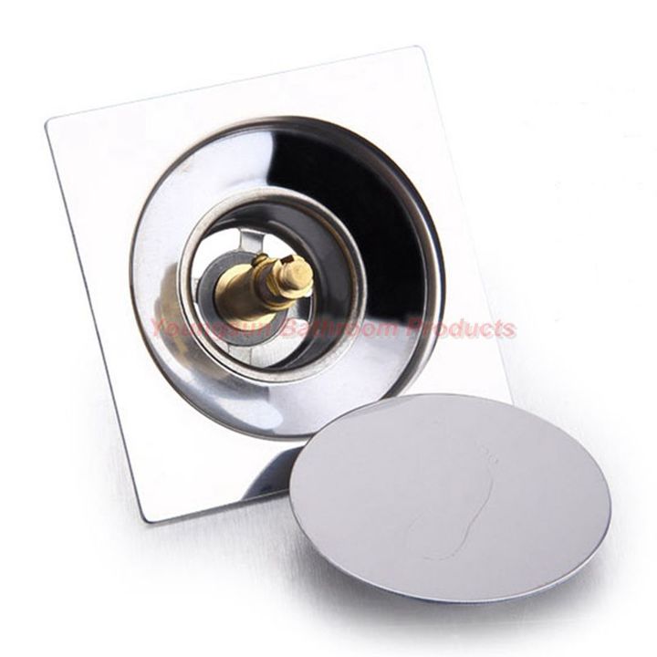100 x 100mm 4 by 4 inches Stainless Steel Bathroom Anti-odor Pop up Floor Drain Pedal Floor Drainer