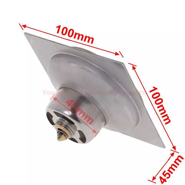 100 x 100mm 4 by 4 inches Stainless Steel Bathroom Anti-odor Pop up Floor Drain Pedal Floor Drainer