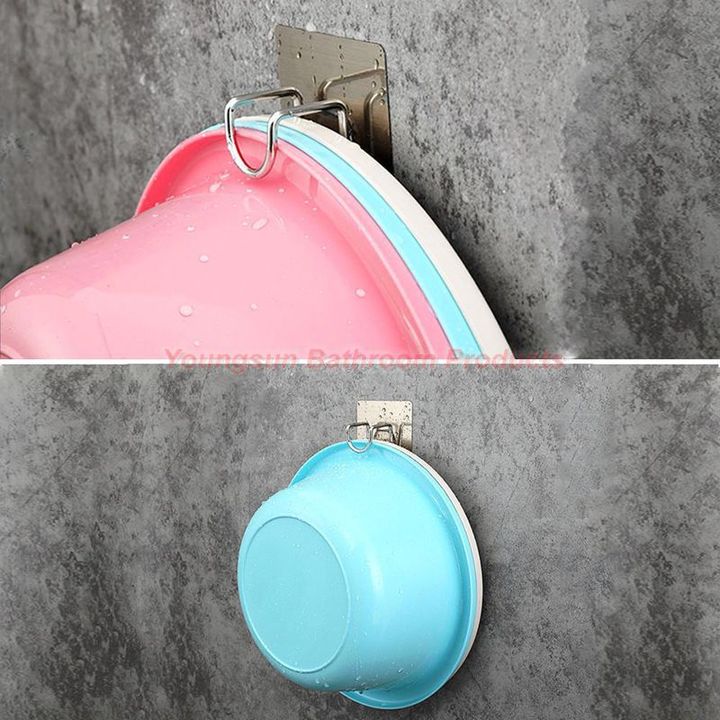 Adhesive Nail-free NO Drilling Bathroom Rack and Shelf Wash Basin Hanger Basin Holder Basin Hook