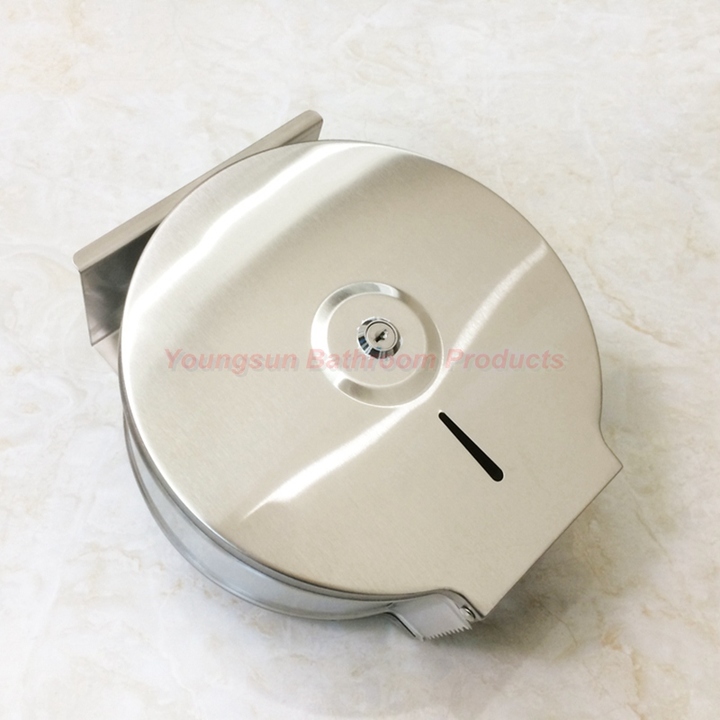Commercial Stainless Steel Lockable Jumbo Toilet Roll Holder with Phone Shelf Toilet Tissue Holder