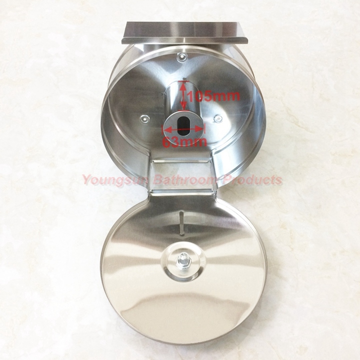 Commercial Stainless Steel Lockable Jumbo Toilet Roll Holder with Phone Shelf Toilet Tissue Holder