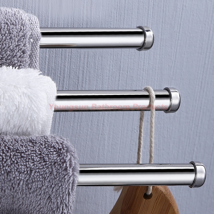 304 Stainless Steel Bathroom Rotating Towel Bar Towel Rack Washroom Folding Towel Rail Towel Rod
