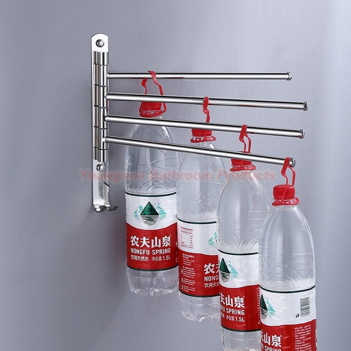 304 Stainless Steel Bathroom Rotating Towel Bar Towel Rack Washroom Folding Towel Rail Towel Rod