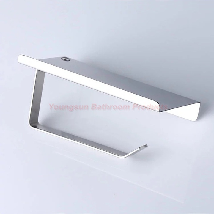 Stainless Steel Toilet Paper Holder with Phone Shelf Toilet Paper Roll Dispenser with Tray