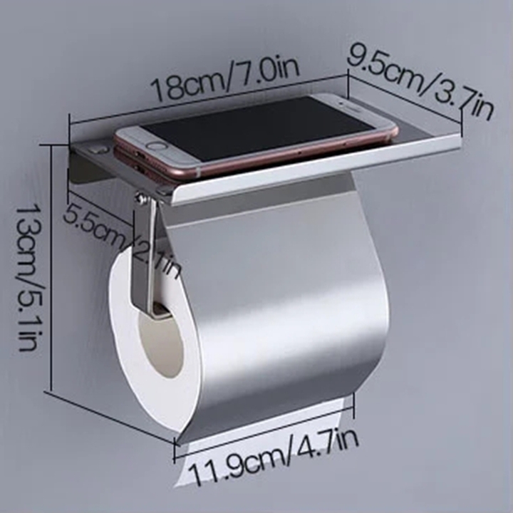 304 Stainless Steel Bathroom Toilet Paper Holder with Shelf SUS304 Toilet Roll Dispenser with Lid