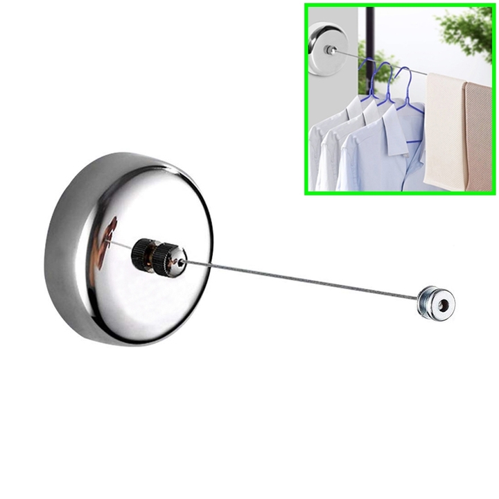 Bathroom Stainless Steel Retractable Clothesline with Steel String Indoor Clothesline Washing Line