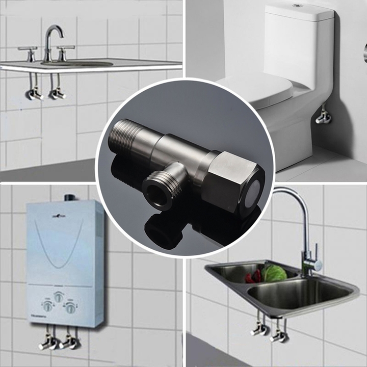 Luxury 304 Stainless Steel G1/2&apos;&apos; Angle Valves Kitchen Bathroom Accessories Diverter Valve Connector