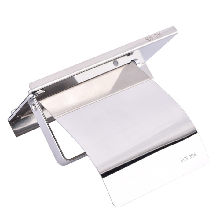 304 Stainless Steel Toilet Tissue Holder with Phone Shelf Bathroom Accessories Toilet Roll Dispenser