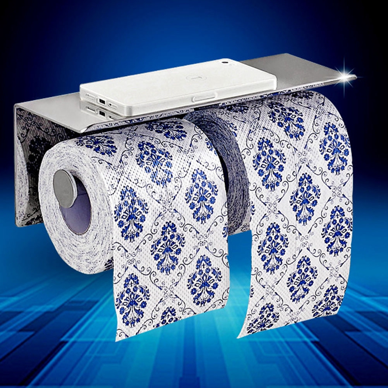 Luxury 304 Stainless Steel Double Toilet Paper Holder with Mobile Phone Shelf Bathroom Shelves