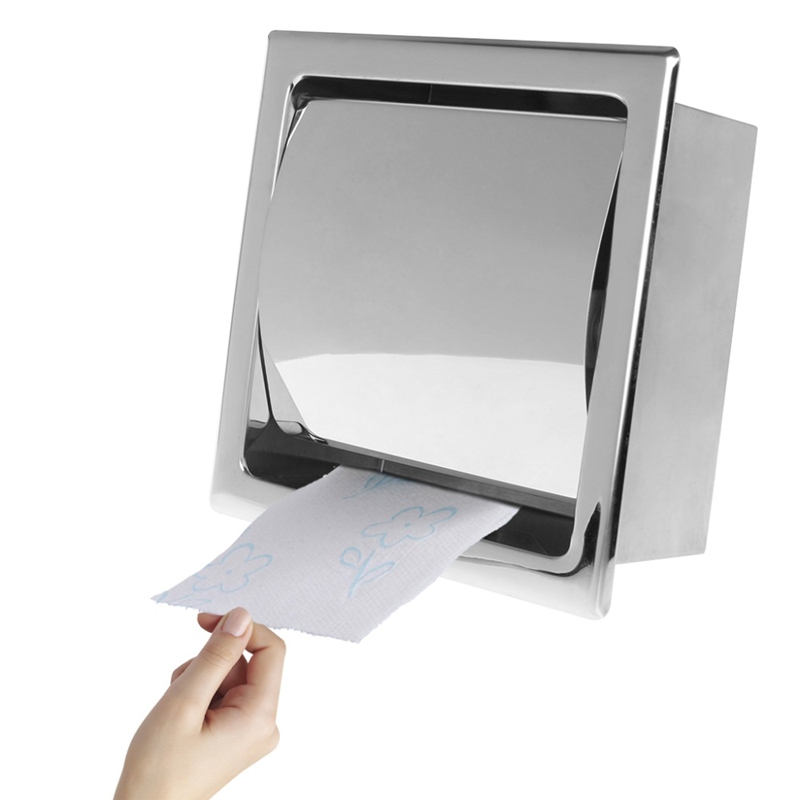 Square Embedded Toilet Paper Holder Bathroom Concealed Tissue Box Recessed Toilet Tissue Dispenser