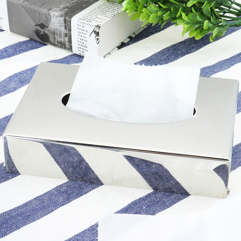 Stainless Steel Tissue Container Tissue Box Cube Hotel Bedroom Office Towel Napkin Paper Holder