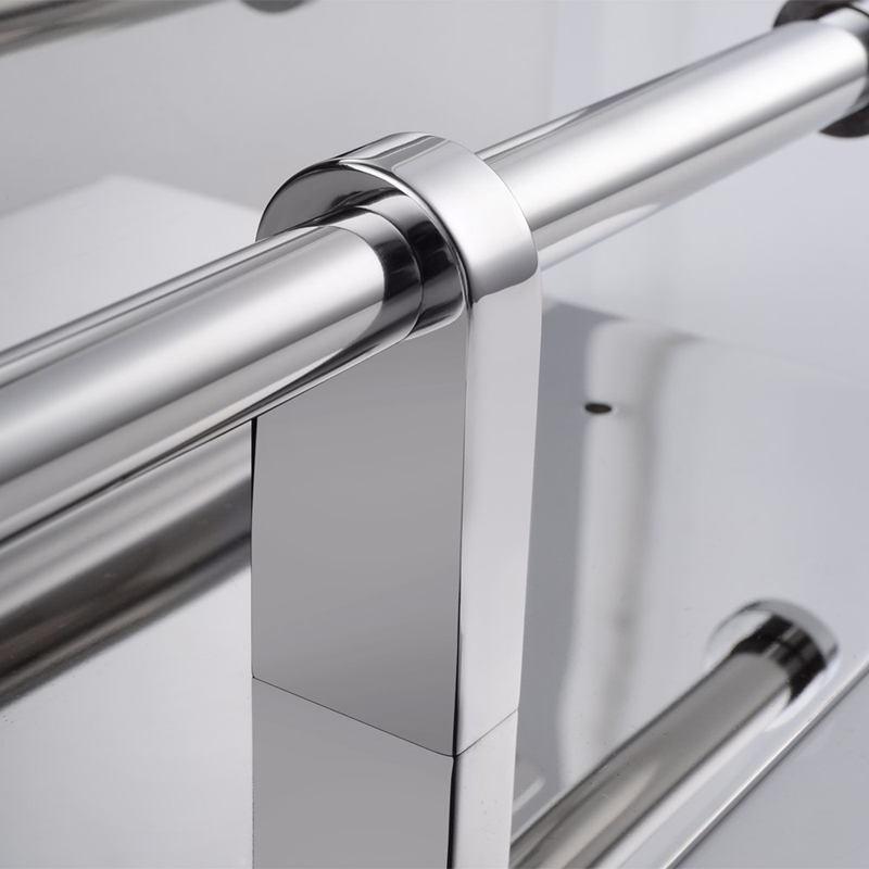 Luxury 304 Stainless Steel Double Toilet Paper Dispenser with Mobile Phone Shelf Bathroom Rack