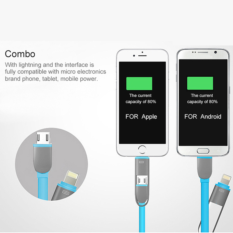 2 in 1 Retractable 2A USB Fast Charging Cable for iPhone Micro USB Android Cable for Tecno Infinix