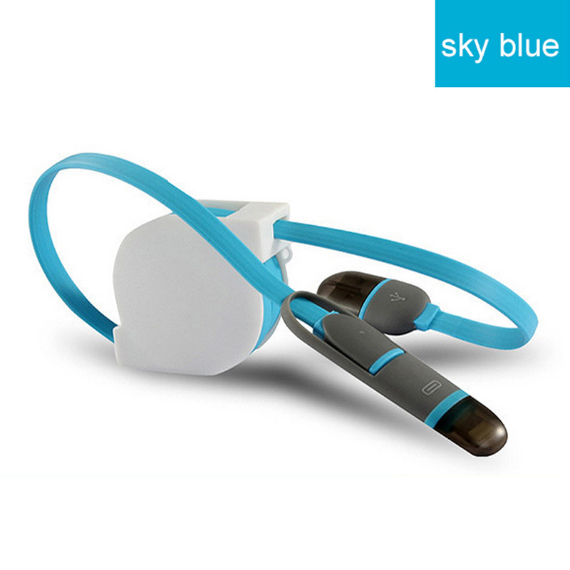 2 in 1 Retractable 2A USB Fast Charging Cable for iPhone Micro USB Android Cable for Tecno Infinix