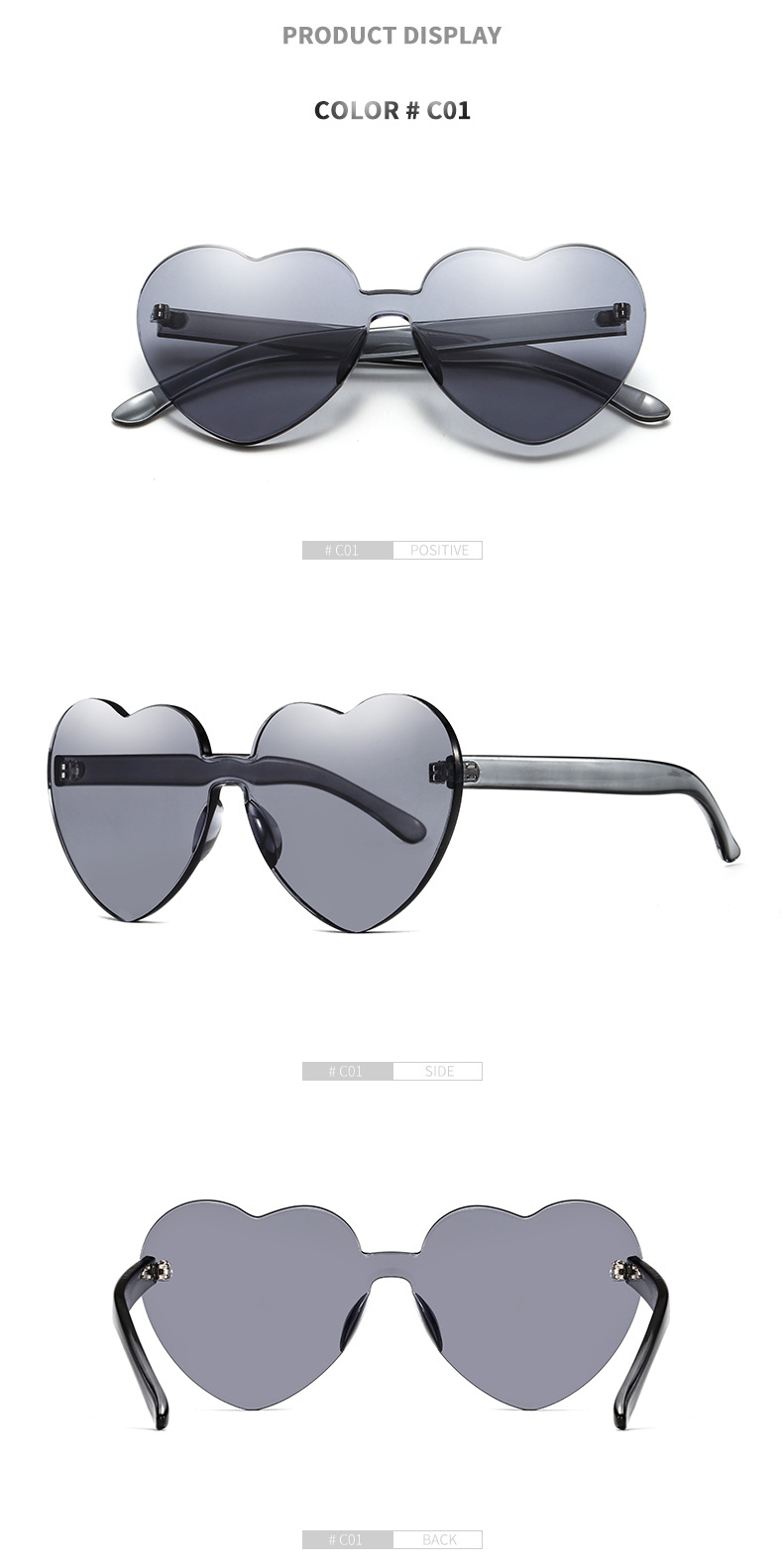 Candy Color Love Heart Women Sunglasses Cat Eye Heart Shape Sun Glasses for Lady Eyewear UV400