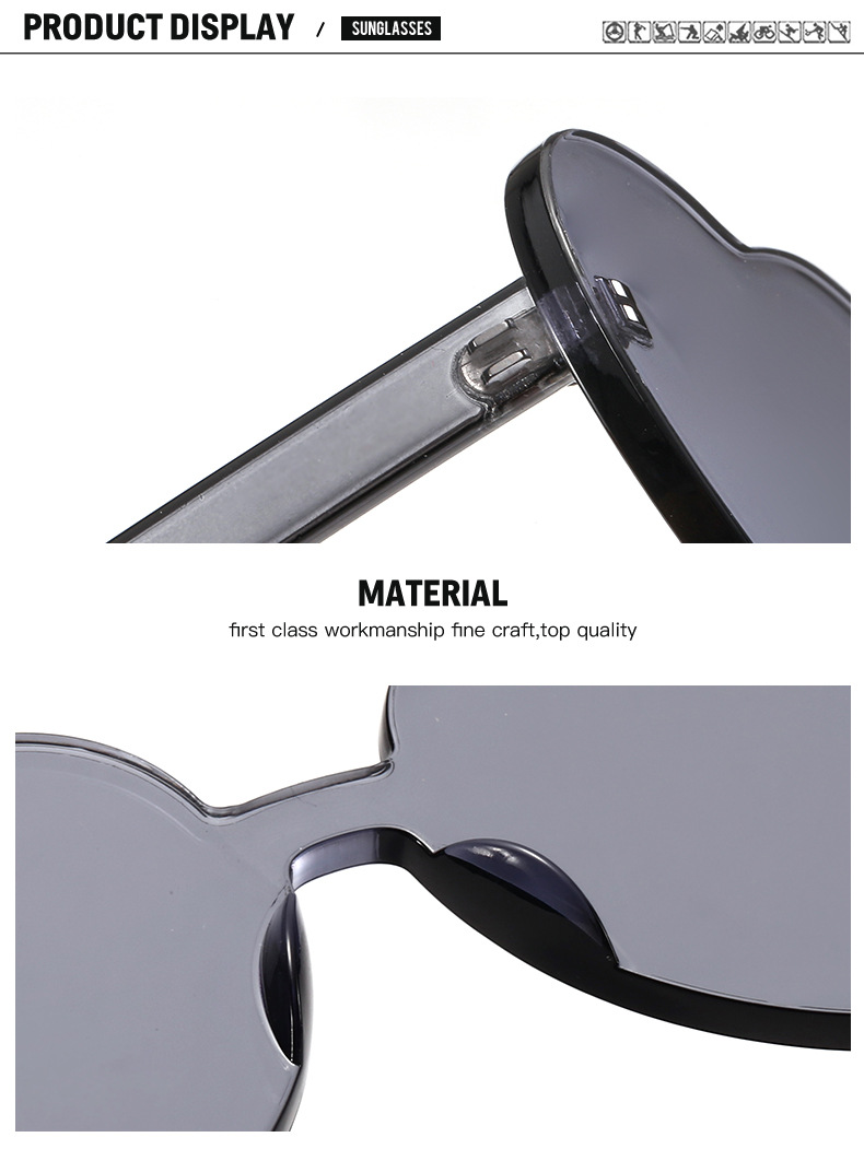 Candy Color Love Heart Women Sunglasses Cat Eye Heart Shape Sun Glasses for Lady Eyewear UV400