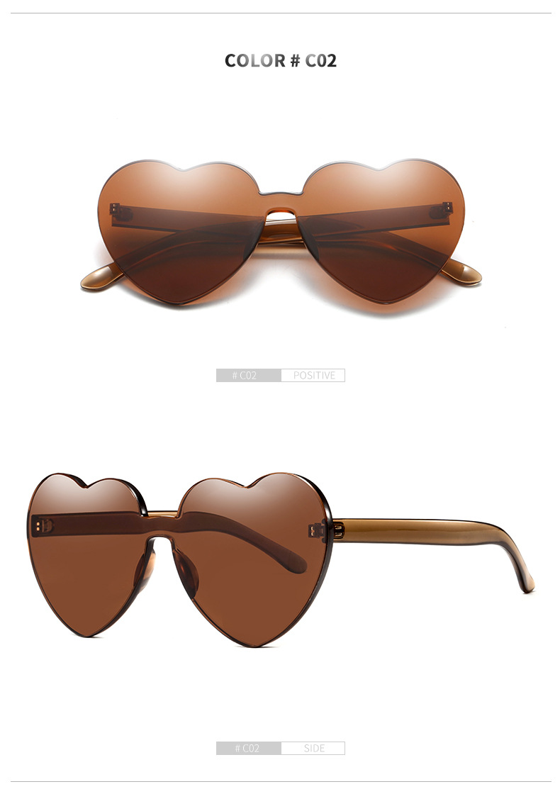 Candy Color Love Heart Women Sunglasses Cat Eye Heart Shape Sun Glasses for Lady Eyewear UV400