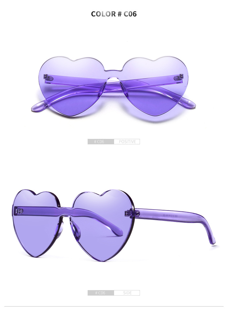 Candy Color Love Heart Women Sunglasses Cat Eye Heart Shape Sun Glasses for Lady Eyewear UV400