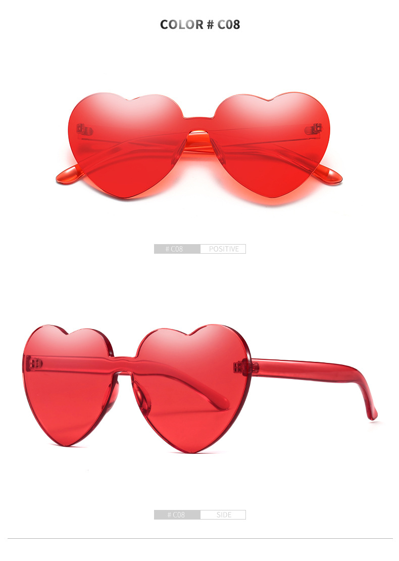 Candy Color Love Heart Women Sunglasses Cat Eye Heart Shape Sun Glasses for Lady Eyewear UV400