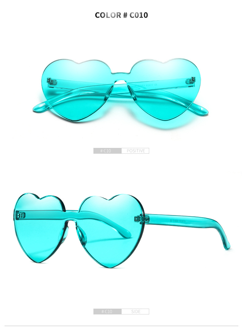 Candy Color Love Heart Women Sunglasses Cat Eye Heart Shape Sun Glasses for Lady Eyewear UV400