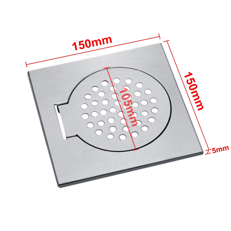 6-inches 15 x 15CM Stainless Steel Bathroom Floor Drain Cover Balcony Floor Strainer Grating Drainer